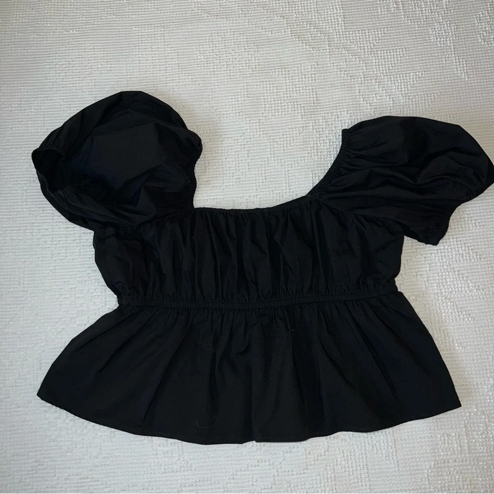 Express Black Puff Sleeve Blouse - Picture 2 of 2